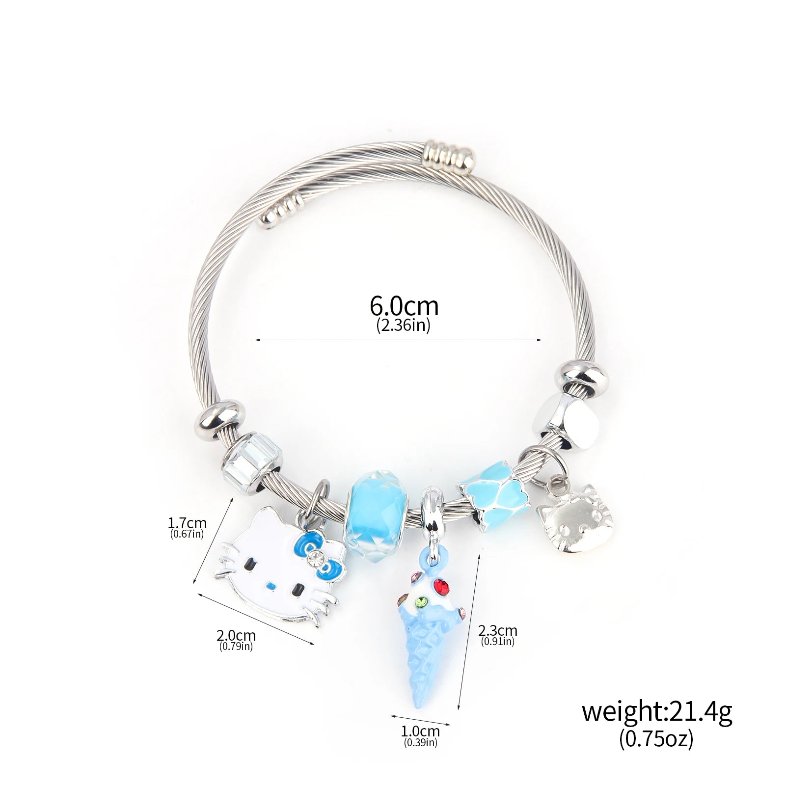 Cute Sanrio Hello Kitty Pink Enamel Bracelet - Image 7