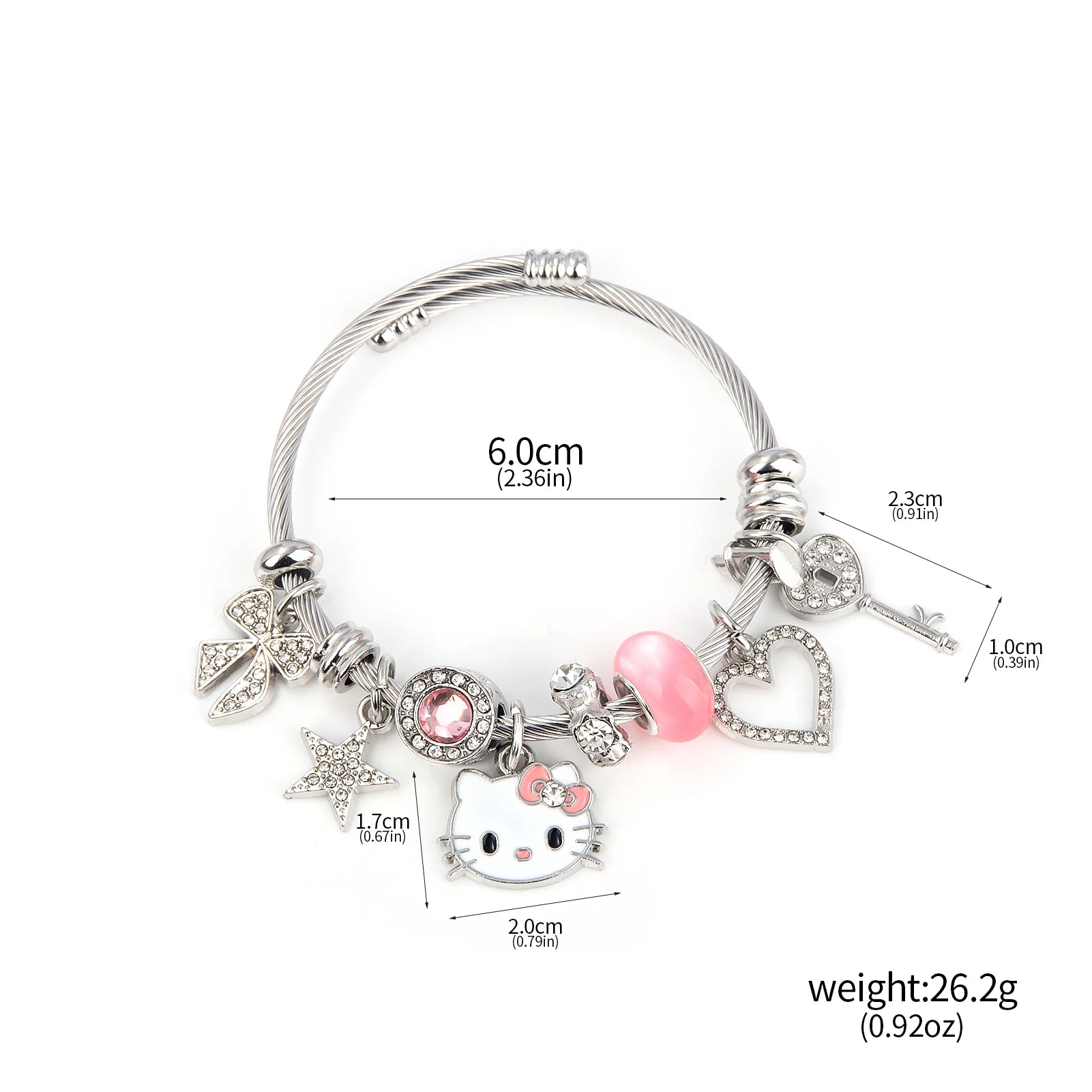 Cute Sanrio Hello Kitty Pink Enamel Bracelet - Image 8