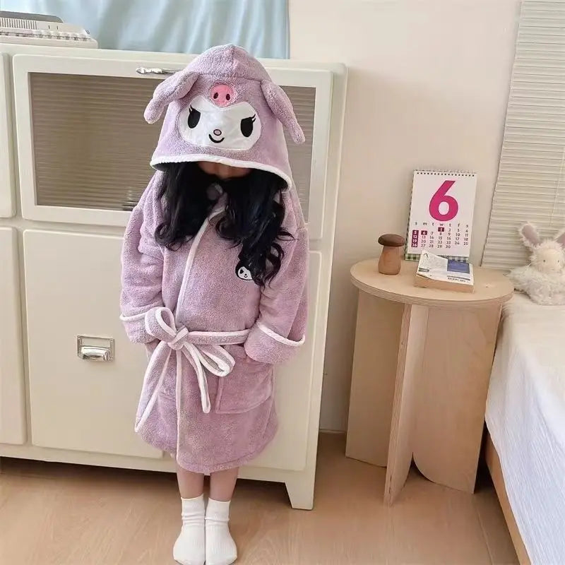 Sanrio Kuromi, My Melody, Cinnamoroll Kids Hooded Bathrobe - Image 8