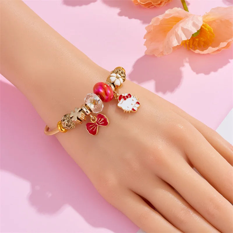 Sanrio Cute Hello Kitty Bowknot Charm Bracelet - Image 3