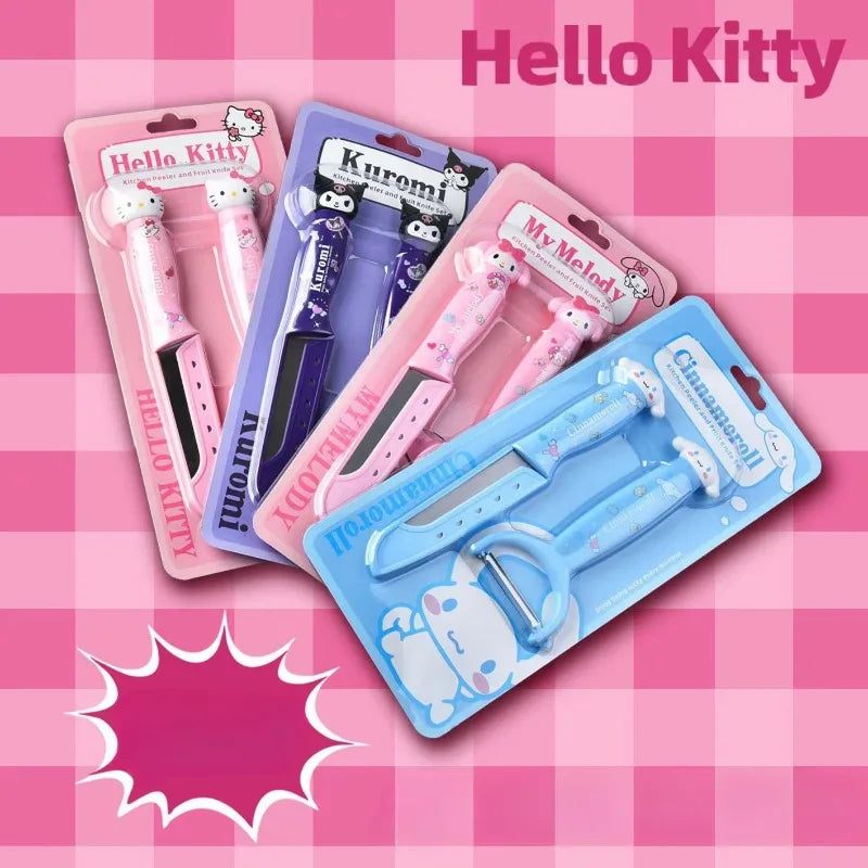 Sanrio Hello Kitty Kawaii Kuromi & My Melody Fruit Peeling Knife Set - Image 6