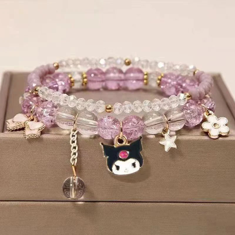1PCS Kawaii Sanrio Kuromi & My Melody Crystal Beads Bracelet - Image 13