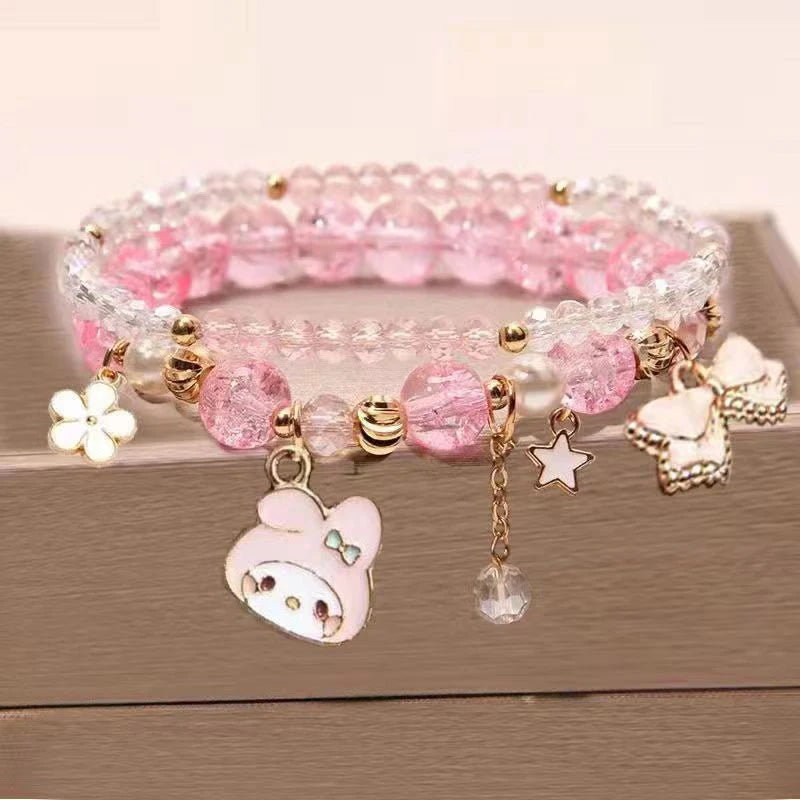 1PCS Kawaii Sanrio Kuromi & My Melody Crystal Beads Bracelet - Image 19