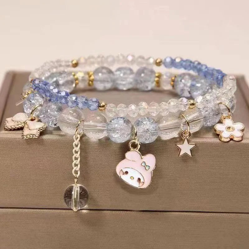 1PCS Kawaii Sanrio Kuromi & My Melody Crystal Beads Bracelet - Image 16