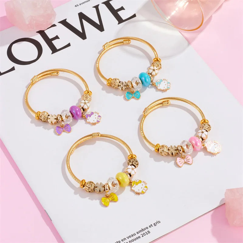 Sanrio Cute Hello Kitty Bowknot Charm Bracelet - Image 2
