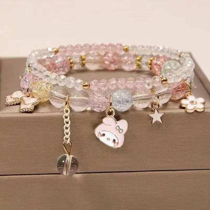1PCS Kawaii Sanrio Kuromi & My Melody Crystal Beads Bracelet - Image 13