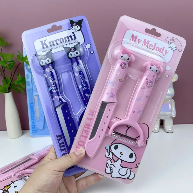 Sanrio Hello Kitty Kawaii Kuromi & My Melody Fruit Peeling Knife Set - Image 2