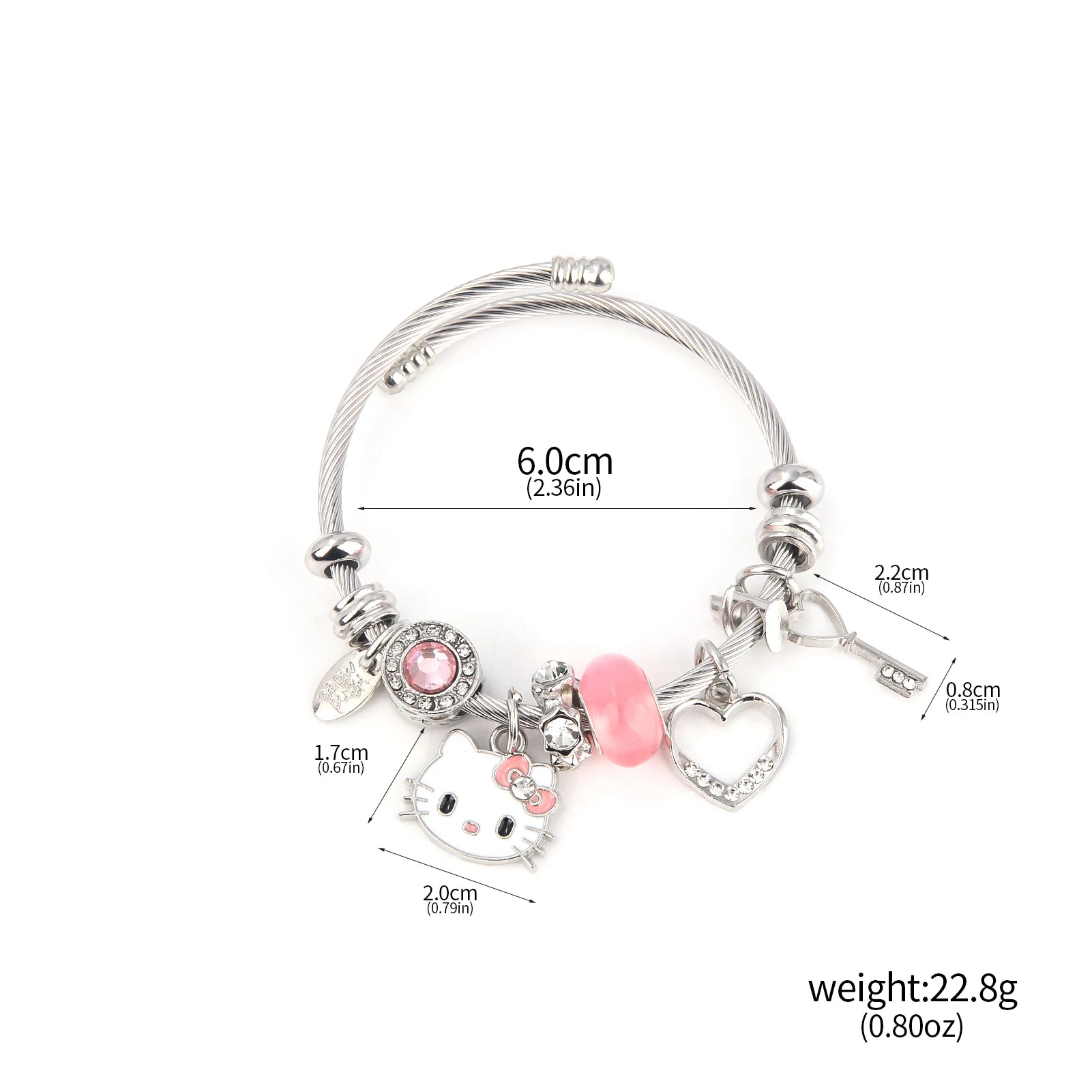Cute Sanrio Hello Kitty Pink Enamel Bracelet - Image 6