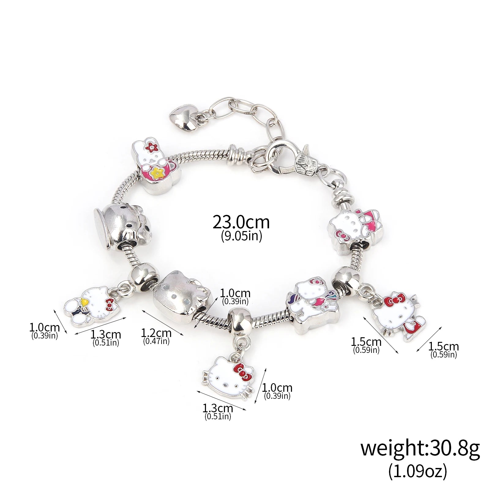 Cute Sanrio Hello Kitty Pink Enamel Bracelet - Image 9