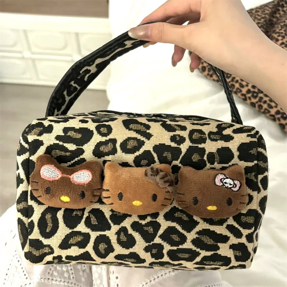 Sanrio Kawaii Hello Kitty Leopard Cosmetic Bag - Image 3
