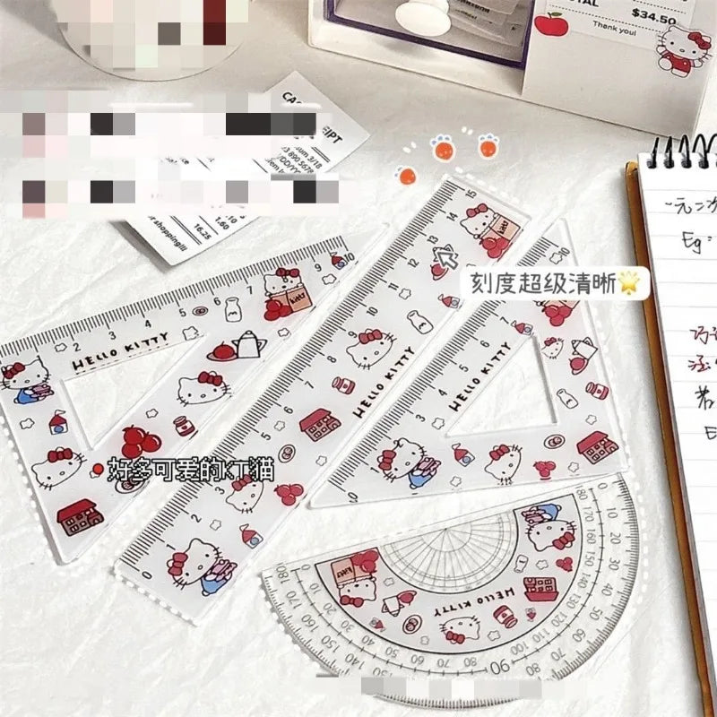 Hello Kitty Cartoon Animation Peripheral Cute Acrylic Ruler Four-Piece Set - Image 4