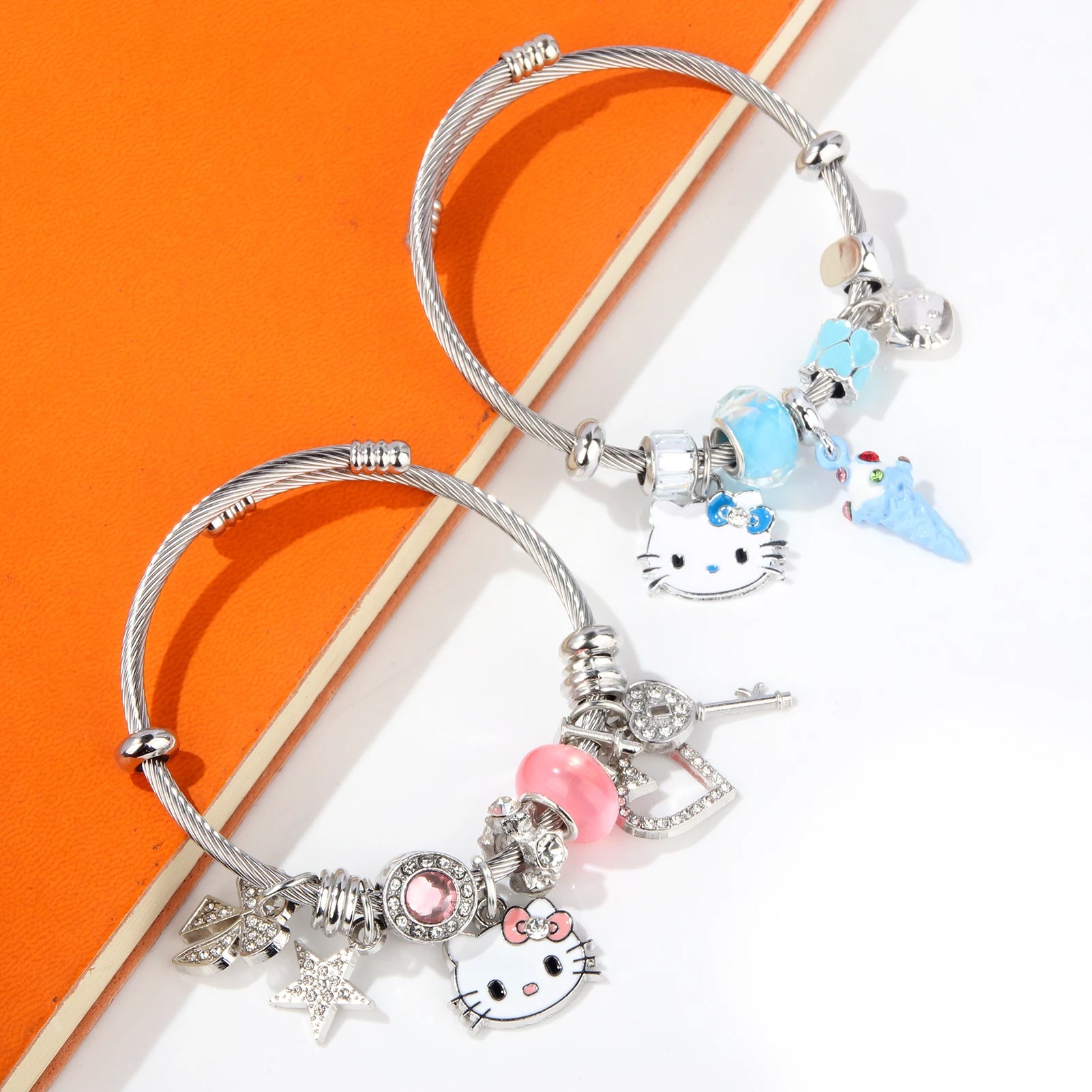 Cute Sanrio Hello Kitty Pink Enamel Bracelet - Image 3